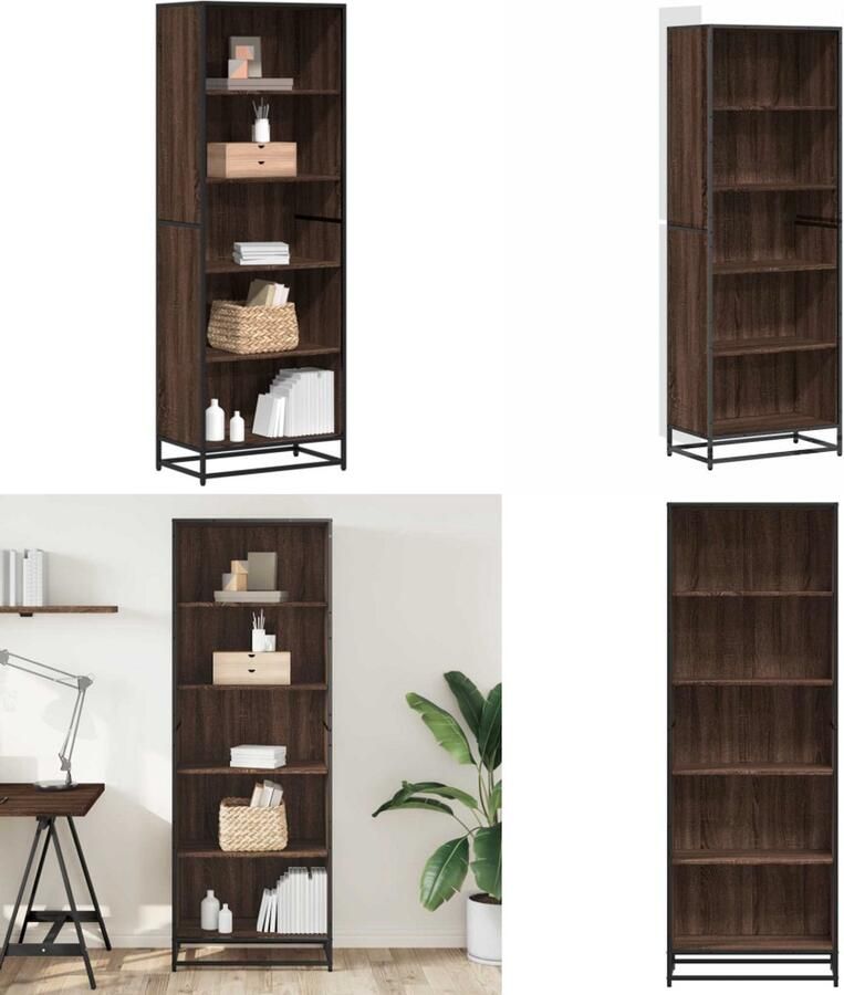 VidaXL Boekenkast 60x35x170 5 cm bewerkt hout bruin eikenkleurig Boekenkast Boekenkasten Boeken Plank Schappenkast