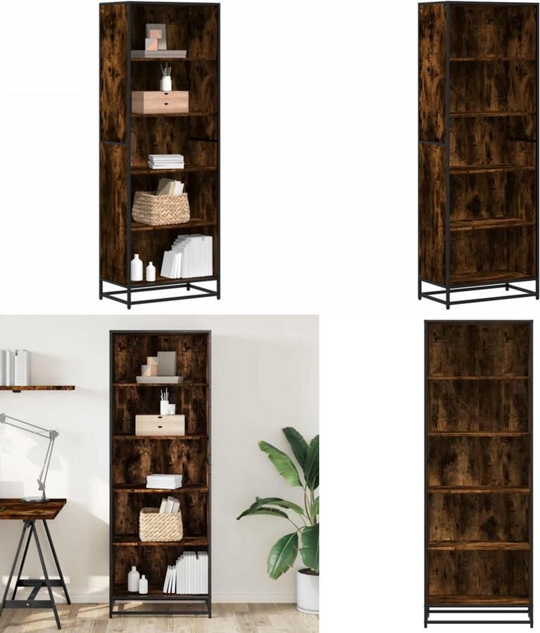 VidaXL Boekenkast 60x35x170 5 cm bewerkt hout gerookt eikenkleurig Boekenkast Boekenkasten Boeken Plank Schappenkast