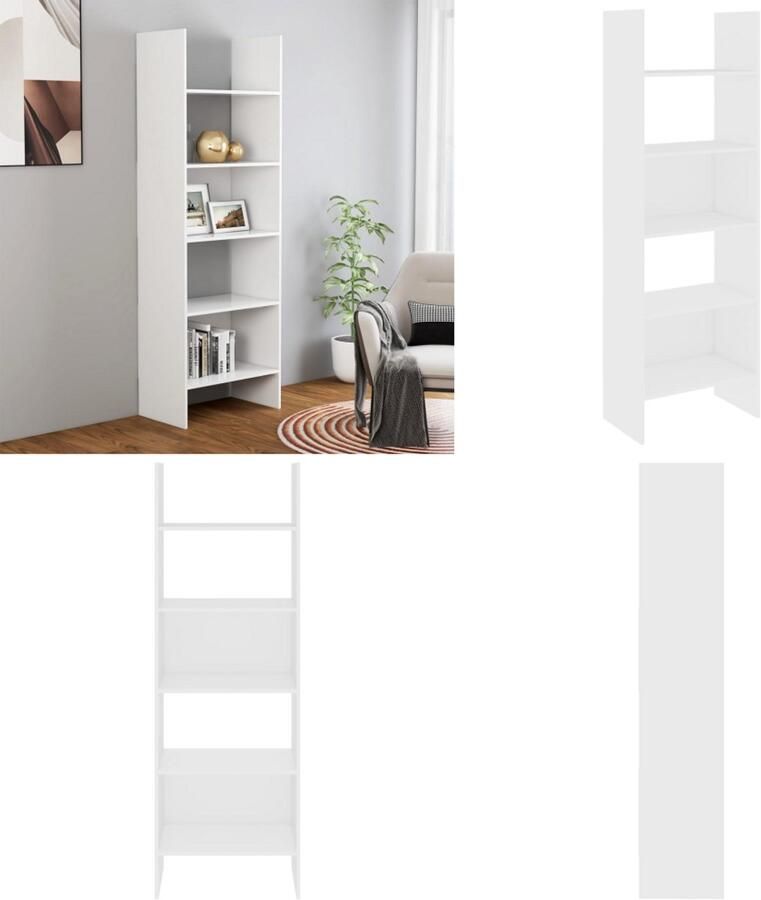 VidaXL Boekenkast 60x35x180 cm bewerkt hout wit Boekenkast Boekenkasten Boekenmeubel Boekenmeubels