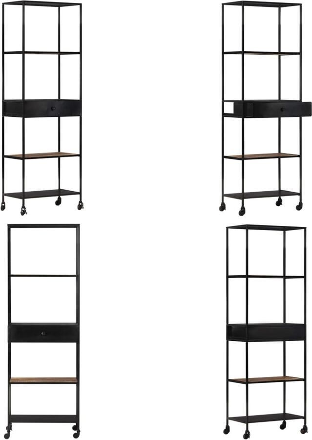 VidaXL -Boekenkast-60x35x180-cm-ruw-mangohout-en-ijzer - Foto 2