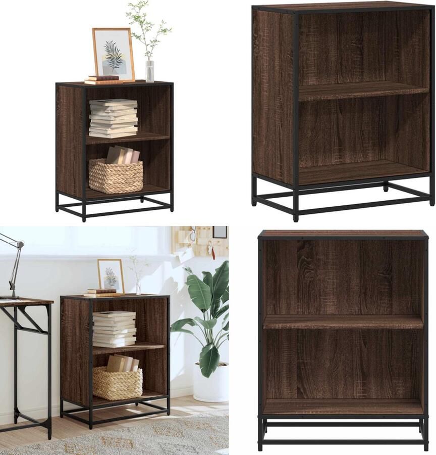 VidaXL Boekenkast 60x35x76 cm bewerkt hout bruin eikenkleur Boekenkast Boekenkasten Boekenschap Boekenstandaard