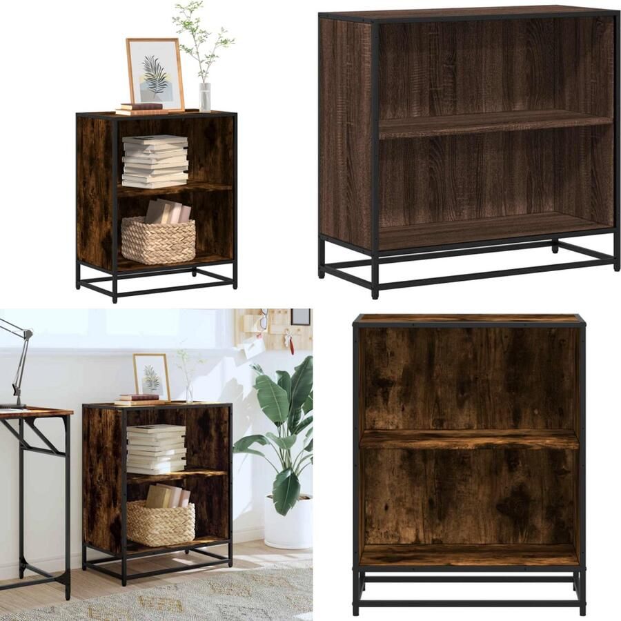 VidaXL Boekenkast 60x35x76 cm bewerkt hout gerookt eikenkleurig Boekenkast Boekenkasten Boekenschap Boekenstandaard