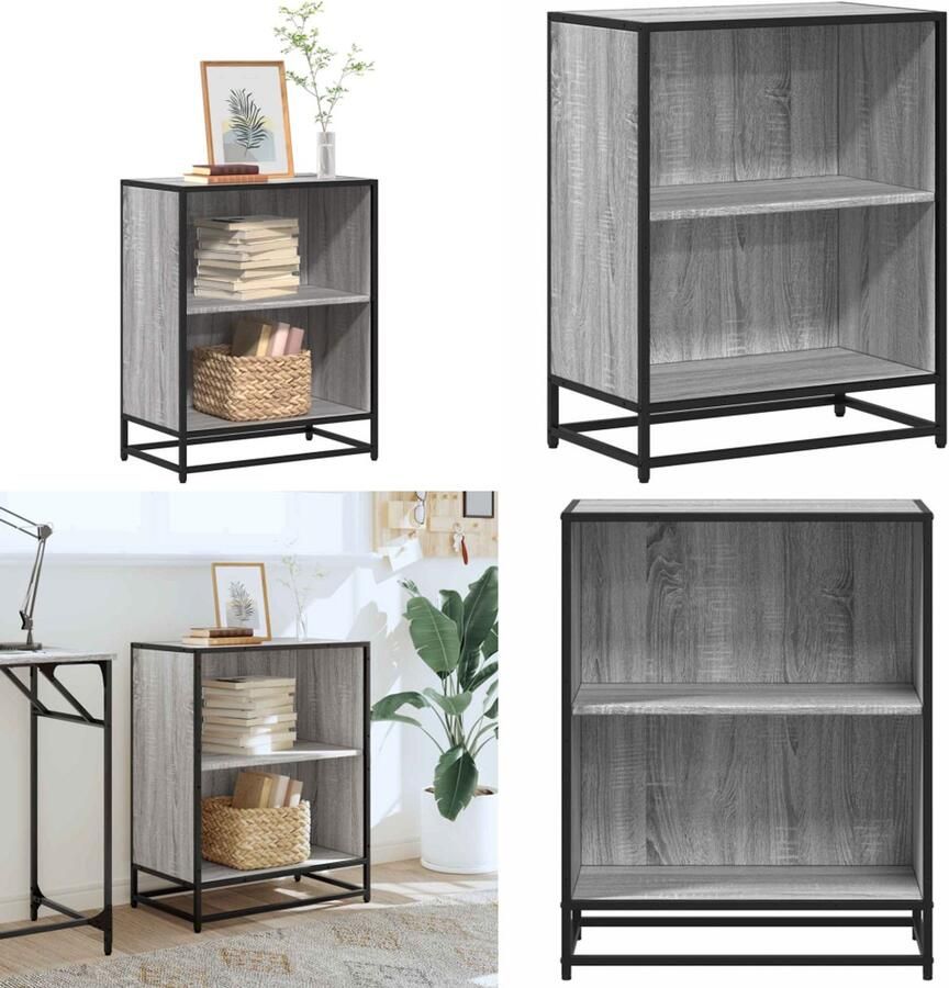 VidaXL Boekenkast 60x35x76 cm bewerkt hout grijs sonoma eikenkleurig Boekenkast Boekenkasten Boekenschap Boekenstandaard