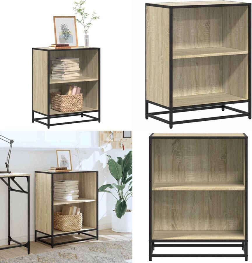 VidaXL Boekenkast 60x35x76 cm bewerkt hout sonoma eikenkleurig Boekenkast Boekenkasten Boekenschap Boekenstandaard