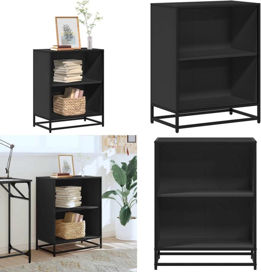 VidaXL Boekenkast 60x35x76 cm bewerkt hout zwart Boekenkast Boekenkasten Boekenschap Boekenstandaard