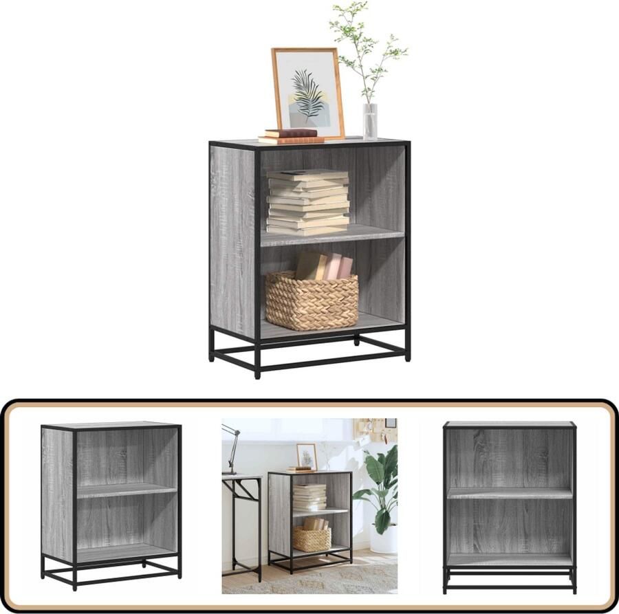 VidaXL Boekenkast 60x35x76 cm Grijs Sonoma Eiken Boekenkast Boekenkasten Boekenschap Boekenstandaard