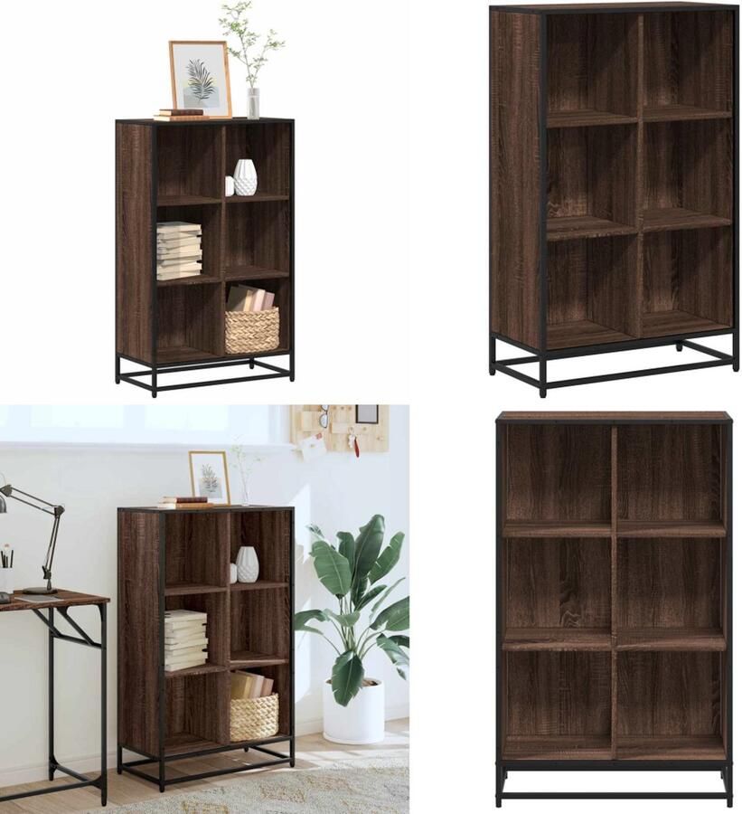 VidaXL Boekenkast 65 5x33x107 5 cm bewerkt hout bruin eikenkleur Boekenkast Boekenkasten Boekenschap Boekenstandaard