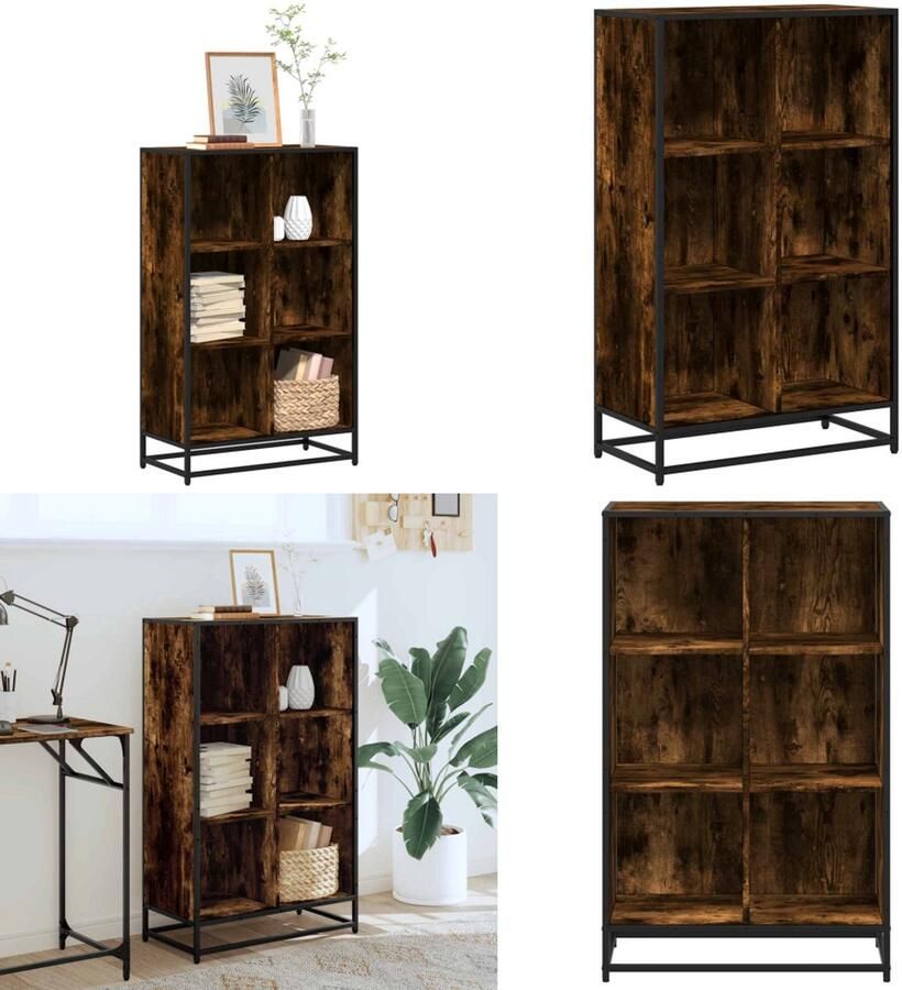 VidaXL Boekenkast 65 5x33x107 5 cm bewerkt hout gerookt eikenkleurig Boekenkast Boekenkasten Boekenschap Boekenstandaard