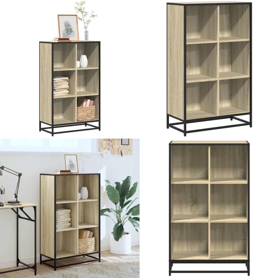 VidaXL Boekenkast 65 5x33x107 5 cm bewerkt hout sonoma eikenkleurig Boekenkast Boekenkasten Boekenschap Boekenstandaard