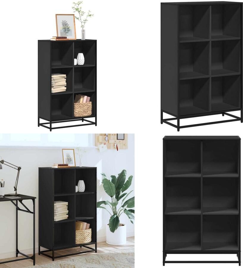 VidaXL Boekenkast 65 5x33x107 5 cm bewerkt hout zwart Boekenkast Boekenkasten Boekenschap Boekenstandaard
