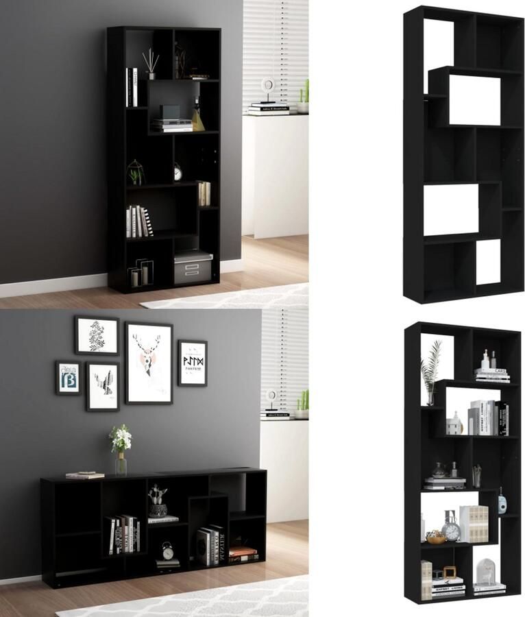 VidaXL Boekenkast 67x24x161 cm bewerkt hout zwart Boekenkast Boekenkasten Kast Kasten