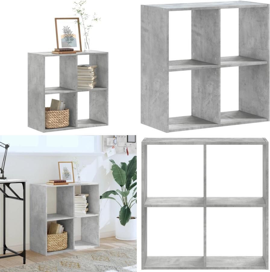 VidaXL Boekenkast 68 5x32x68 5 cm bewerkt hout betongrijs Boekenkast Boekenkasten Boeken Plank Schappenkast