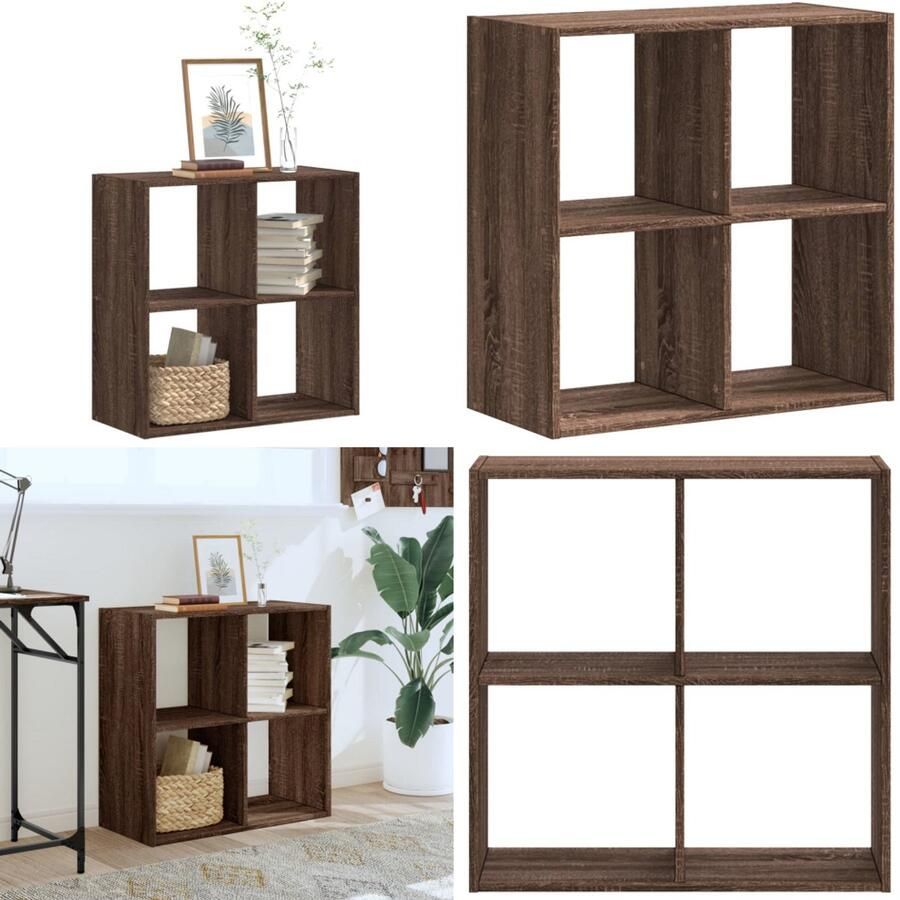 VidaXL Boekenkast 68 5x32x68 5 cm bewerkt hout bruin eikenkleur Boekenkast Boekenkasten Boeken Plank Schappenkast