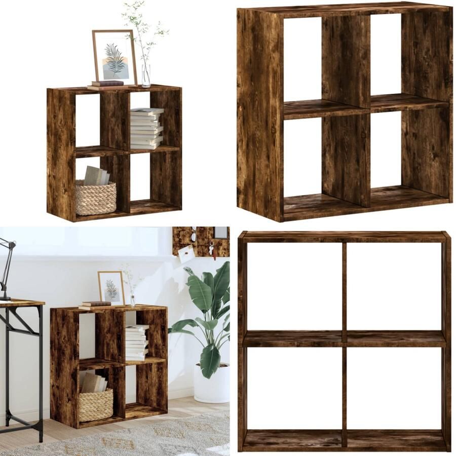 VidaXL Boekenkast 68 5x32x68 5 cm bewerkt hout gerookt eikenkleurig Boekenkast Boekenkasten Boeken Plank Schappenkast