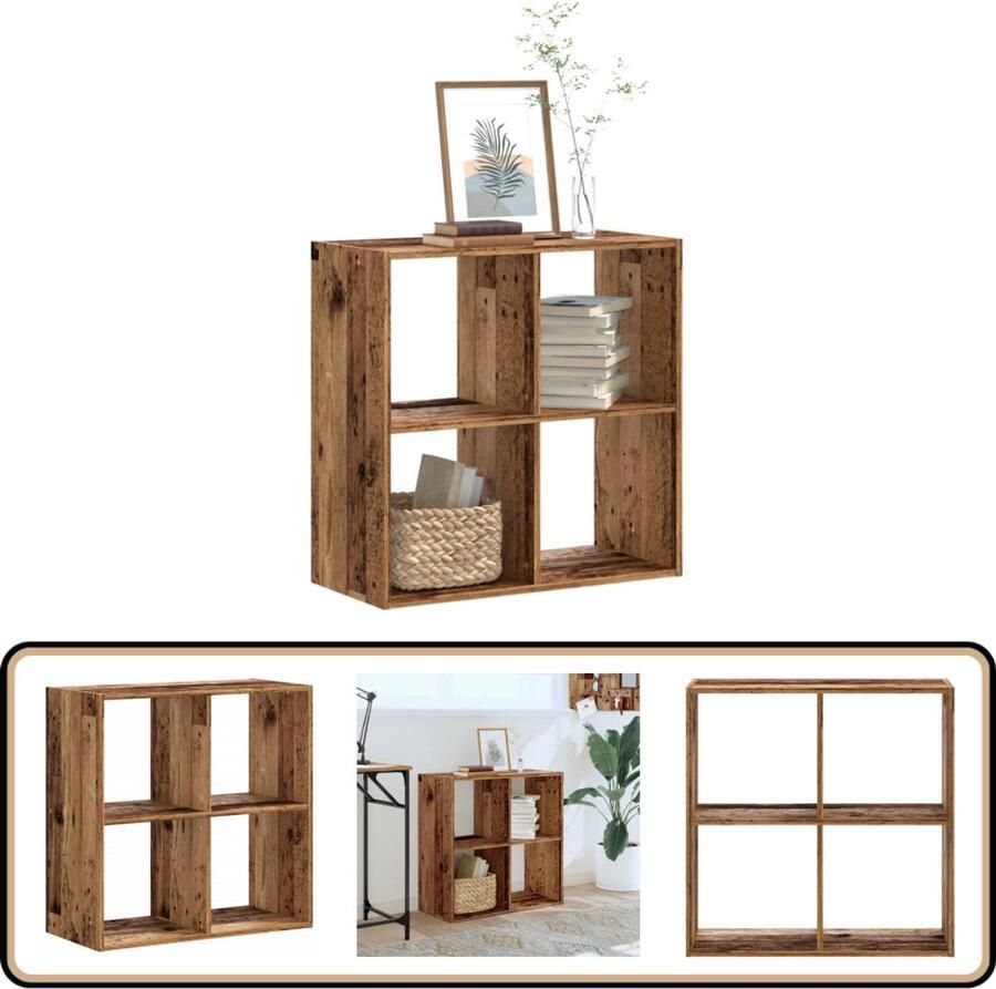 VidaXL Boekenkast 68 5x32x68 5 cm bewerkt hout oud houtkleurig - Foto 2