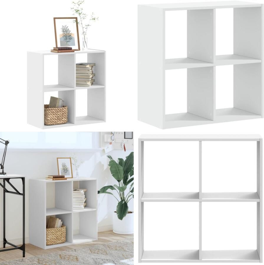 VidaXL Boekenkast 68 5x32x68 5 cm bewerkt hout wit Boekenkast Boekenkasten Boeken Plank Schappenkast