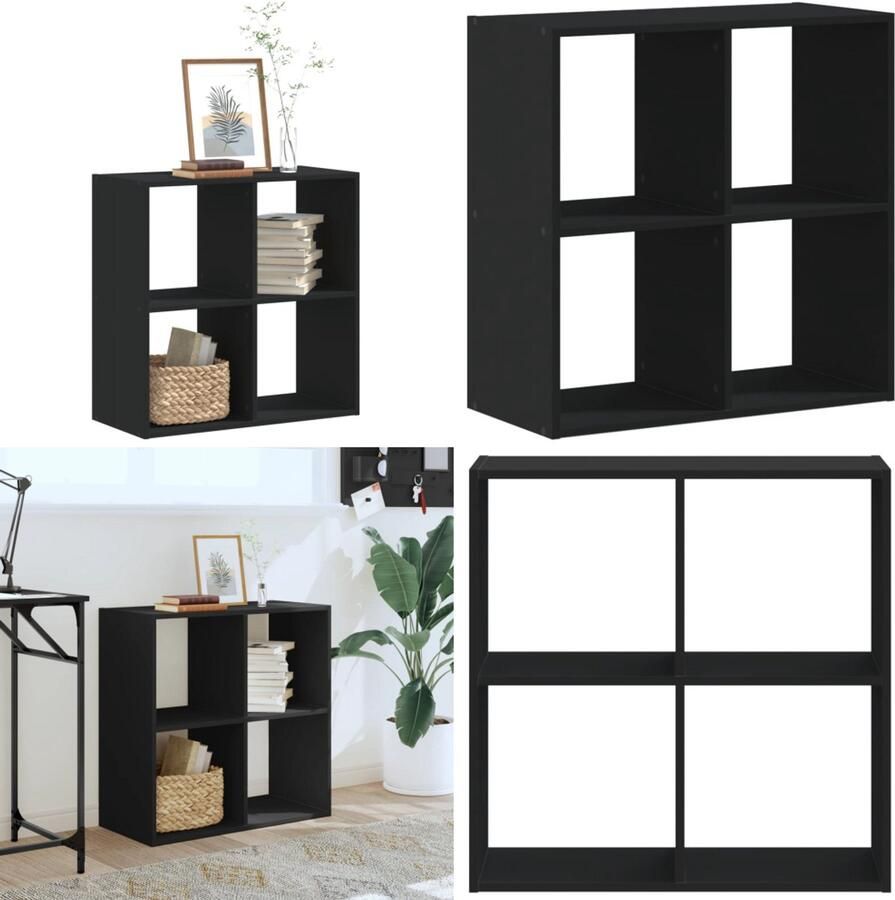 VidaXL Boekenkast 68 5x32x68 5 cm bewerkt hout zwart Boekenkast Boekenkasten Boeken Plank Schappenkast