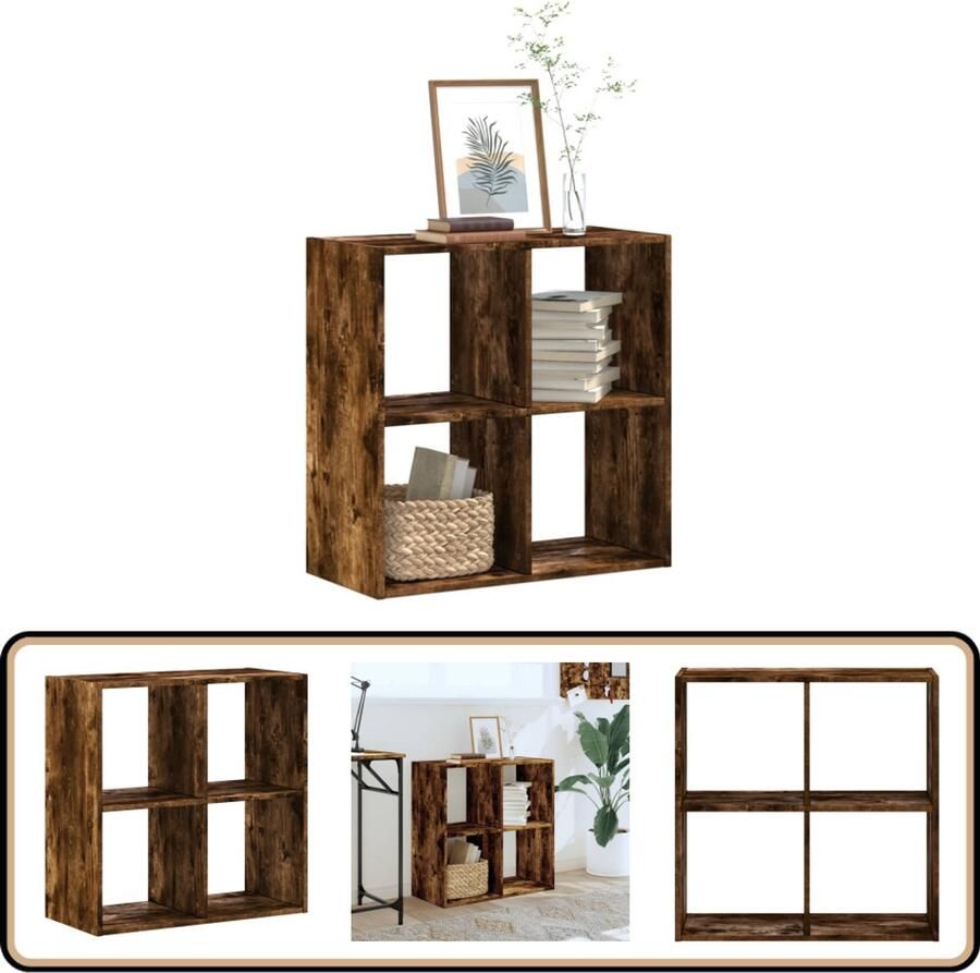 VidaXL Boekenkast 68 5x32x68 5 cm bewerkt hout gerookt eikenkleurig
