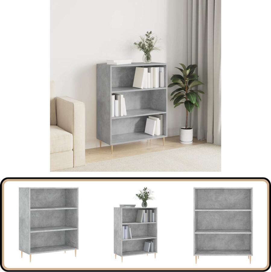 VidaXL Boekenkast 69 5x32 5x90 cm Betongrijs Boekenkast Houten Boekenkast Design Boekenkast Betonnen Grijze Boekenkast Bibliotheek