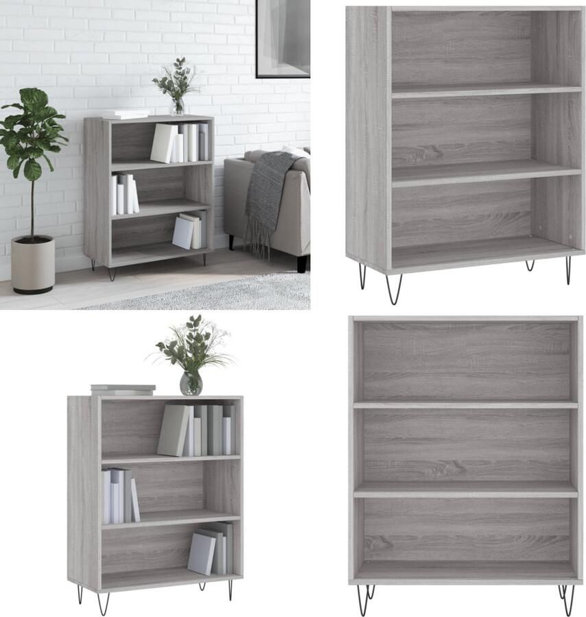 VidaXL Boekenkast 69 5x32 5x90 cm bewerkt hout grijs sonoma eikenkleur Boekenkast Boekenkasten Boeken Plank Schappenkast