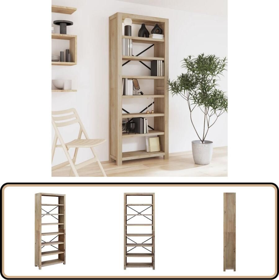 VidaXL Boekenkast 7 schappen 80x30x200 cm hout Boekenkast Houten Boekenkast Bibliotheek Vintage Boekenkast Landelijke Boekenkast