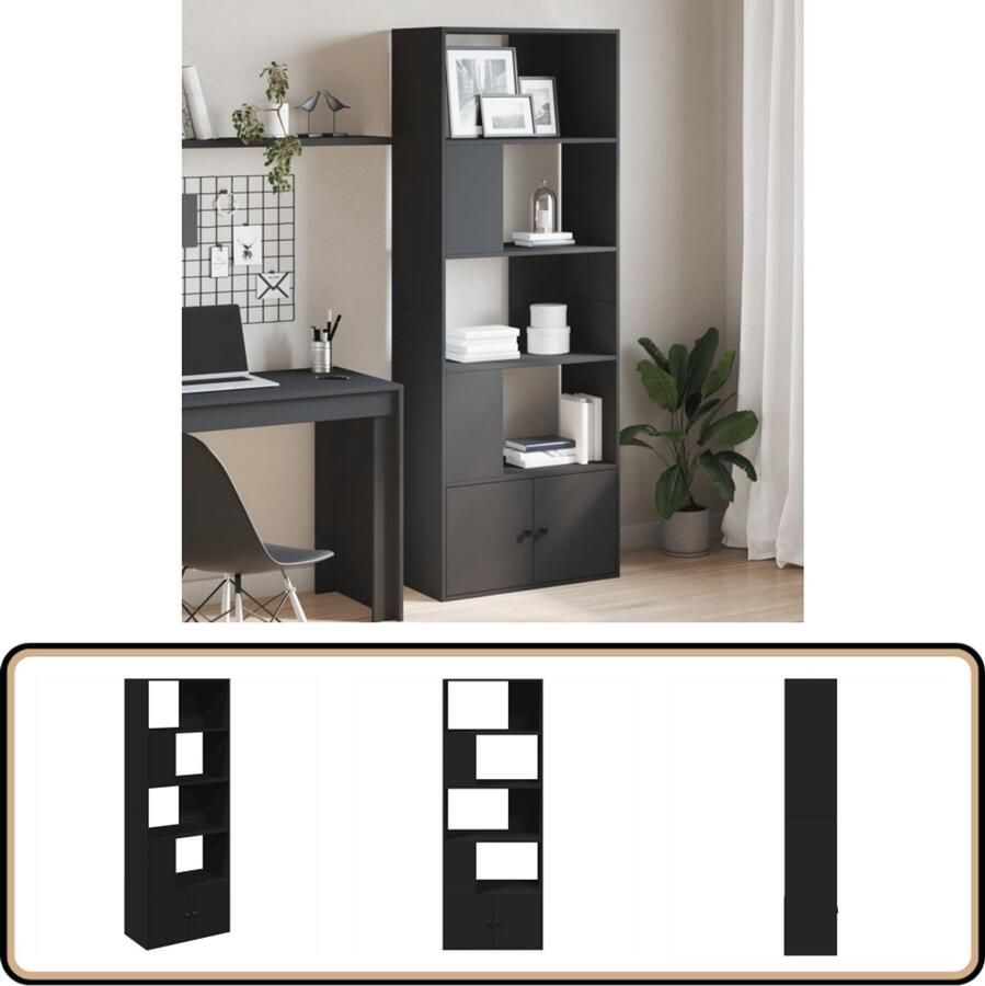VidaXL Boekenkast 70x36x189 cm bewerkt hout zwart