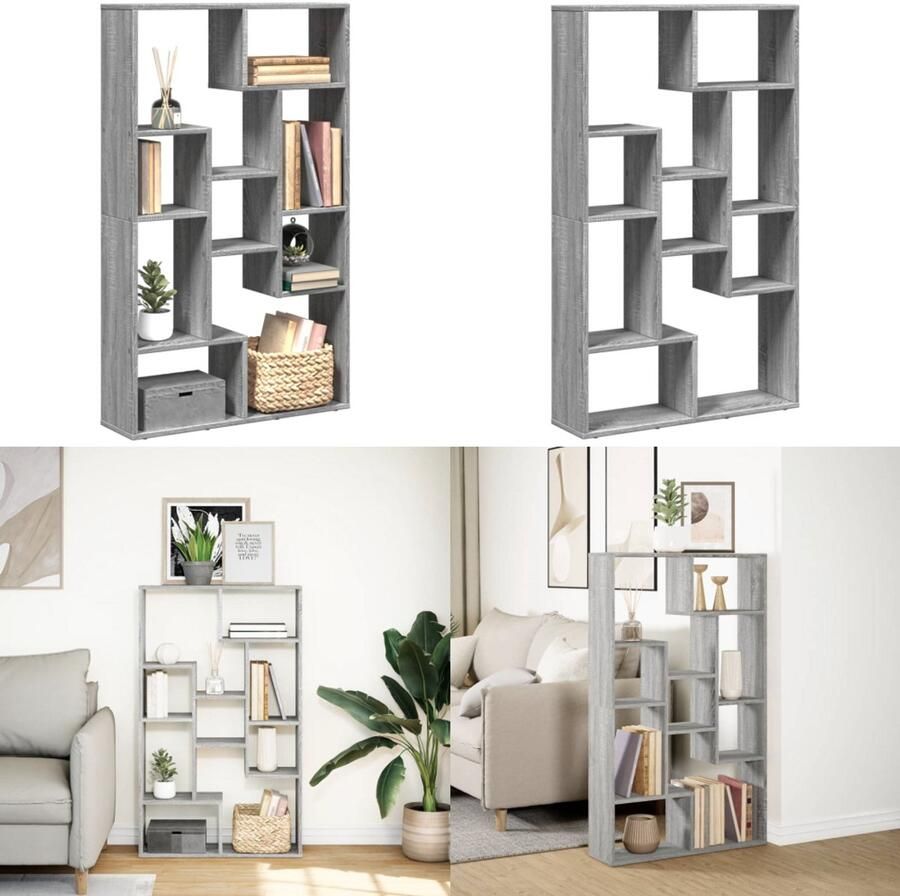 VidaXL Boekenkast 72x20x120 cm bewerkt hout grijs sonoma eikenkleurig Boekenkast Boekenkasten Boeken Plank Schappenkast