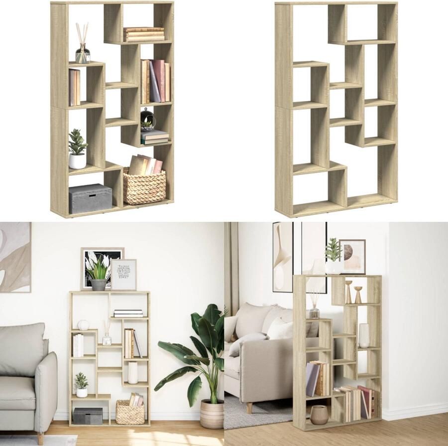 VidaXL Boekenkast 72x20x120 cm bewerkt hout sonoma eikenkleurig Boekenkast Boekenkasten Boeken Plank Schappenkast