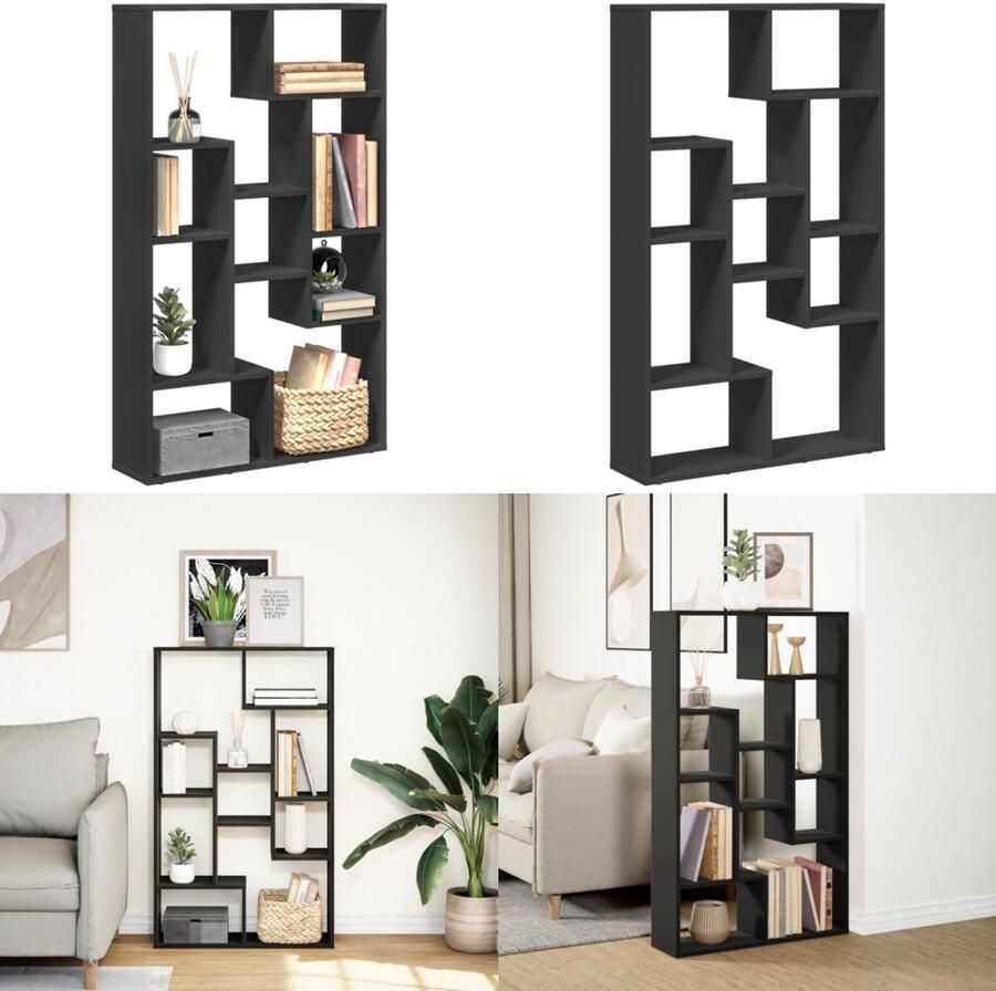 VidaXL Boekenkast 72x20x120 cm bewerkt hout zwart Boekenkast Boekenkasten Boeken Plank Schappenkast