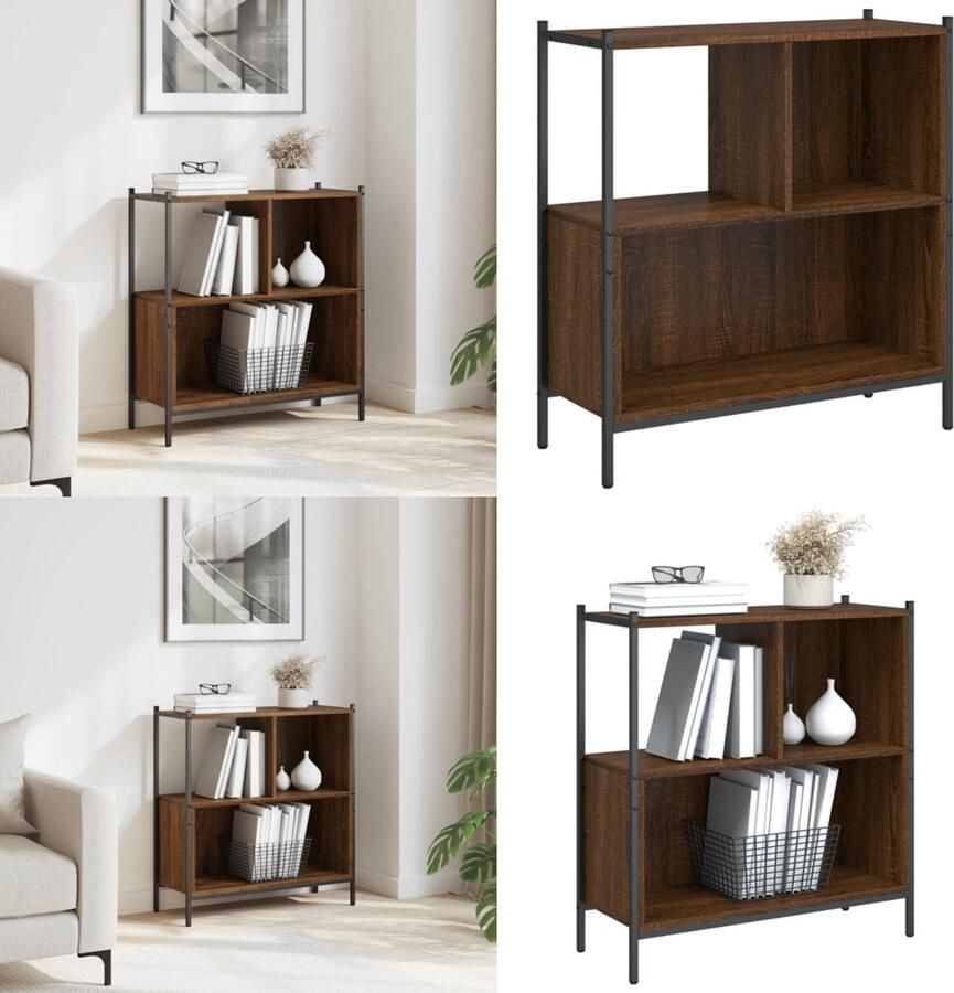 VidaXL Boekenkast 72x28x77 5 cm bewerkt hout bruin eikenkleur Boekenkast Boekenkasten Boeken Plank Schappenkast