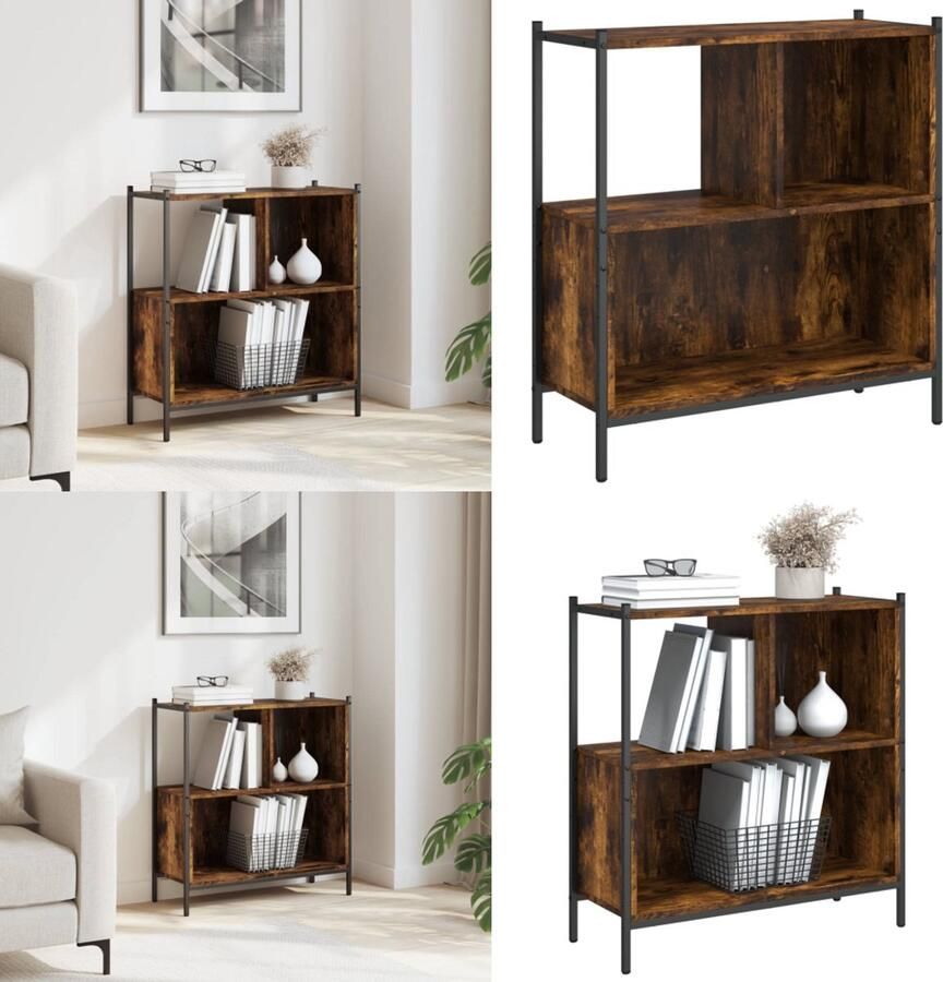 VidaXL Boekenkast 72x28x77 5 cm bewerkt hout gerookt eikenkleurig Boekenkast Boekenkasten Boeken Plank Schappenkast