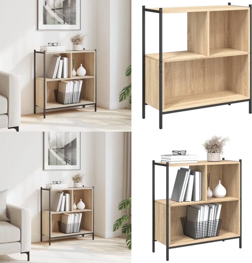 VidaXL Boekenkast 72x28x77 5 cm bewerkt hout sonoma eikenkleurig Boekenkast Boekenkasten Boeken Plank Schappenkast