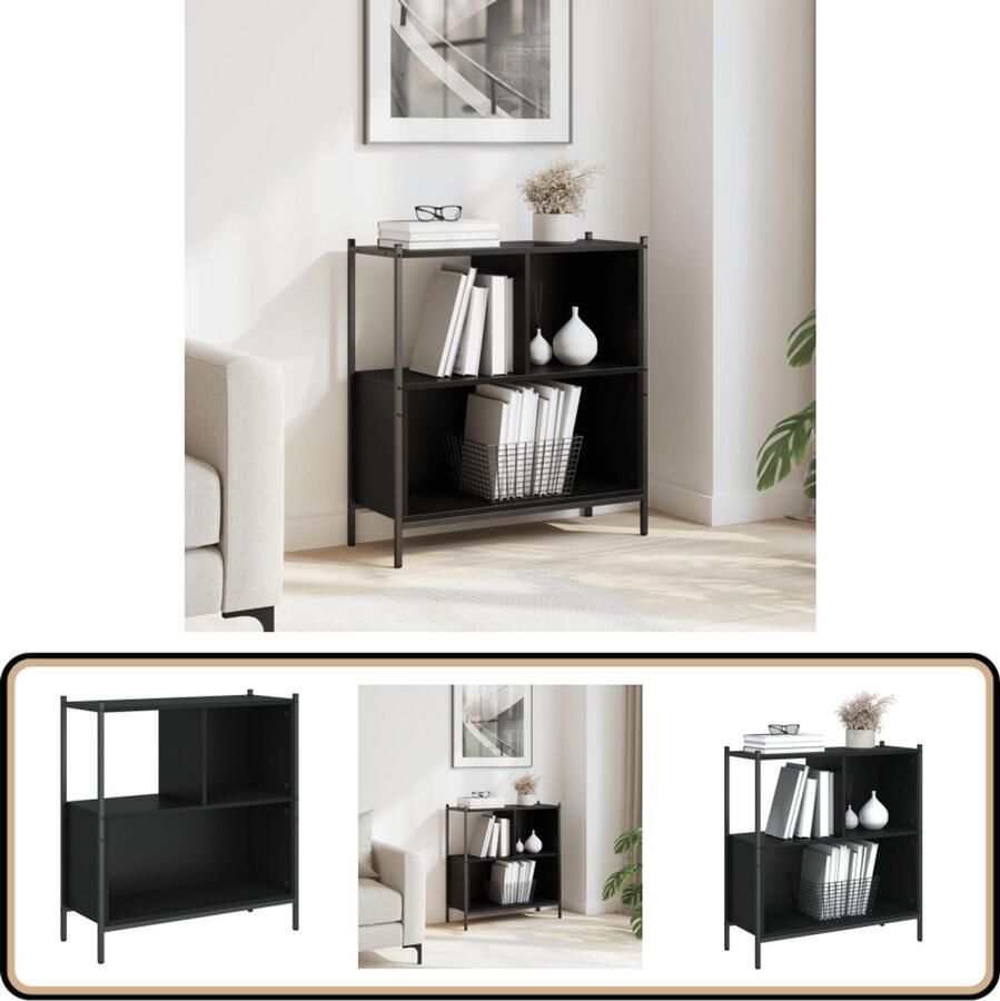 VidaXL Boekenkast 72x28x77 5 cm bewerkt hout zwart