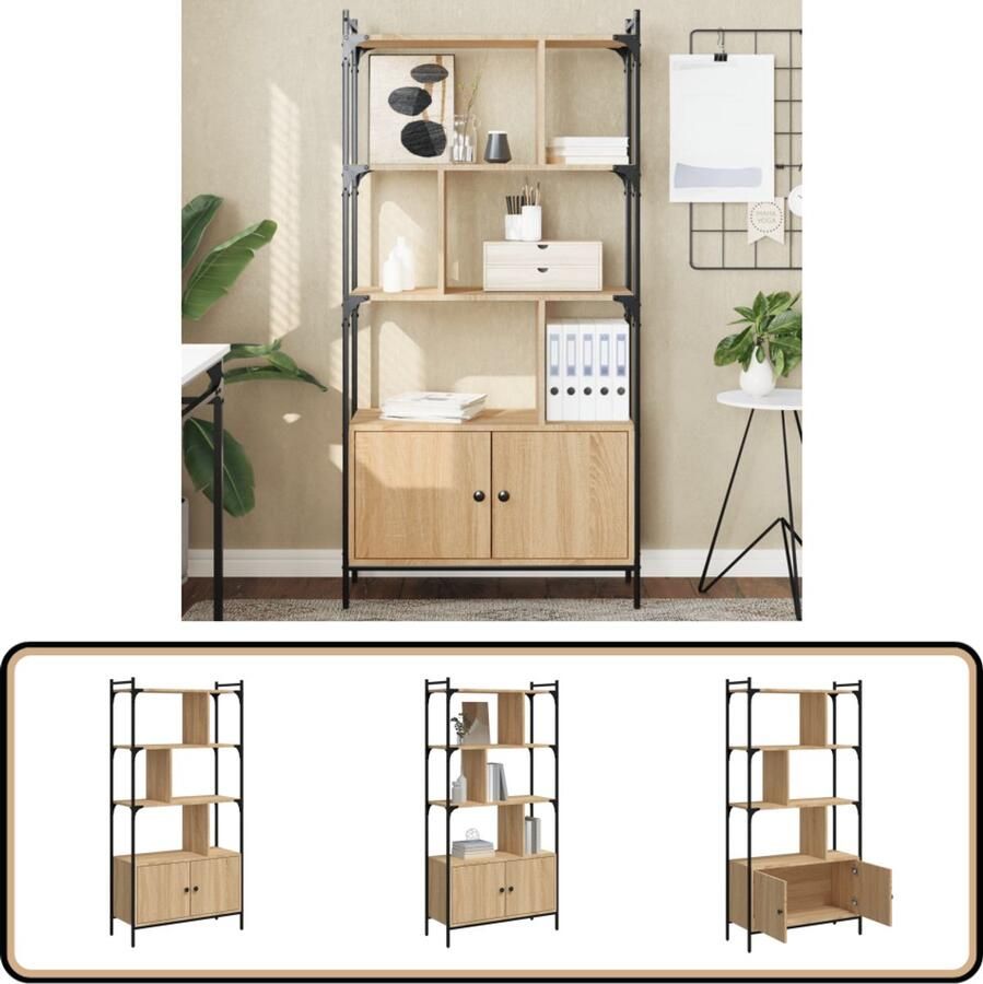 VidaXL Boekenkast 76 5x30x154 5 cm Sonoma Eiken Boekenkast Houten Boekenkast Zigzag Boekenkast Bibliotheek Woonaccessoires