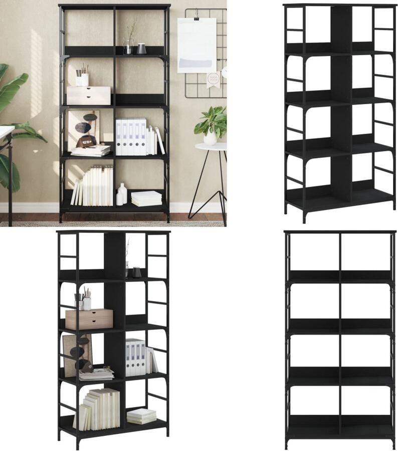 VidaXL Boekenkast 78 5x33x153 cm bewerkt hout zwart Boekenkast Boekenkasten Boeken Plank Boekenrek