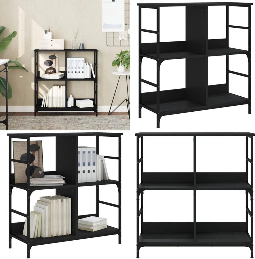 VidaXL Boekenkast 78 5x33x82 cm bewerkt hout zwart Boekenkast Boekenkasten Boeken Plank Boekenrek