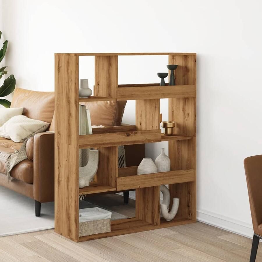 VidaXL Boekenkast 8 schappen Artisanaal Eiken Boekenkast Boekenkasten Boeken Plank Schappenkast