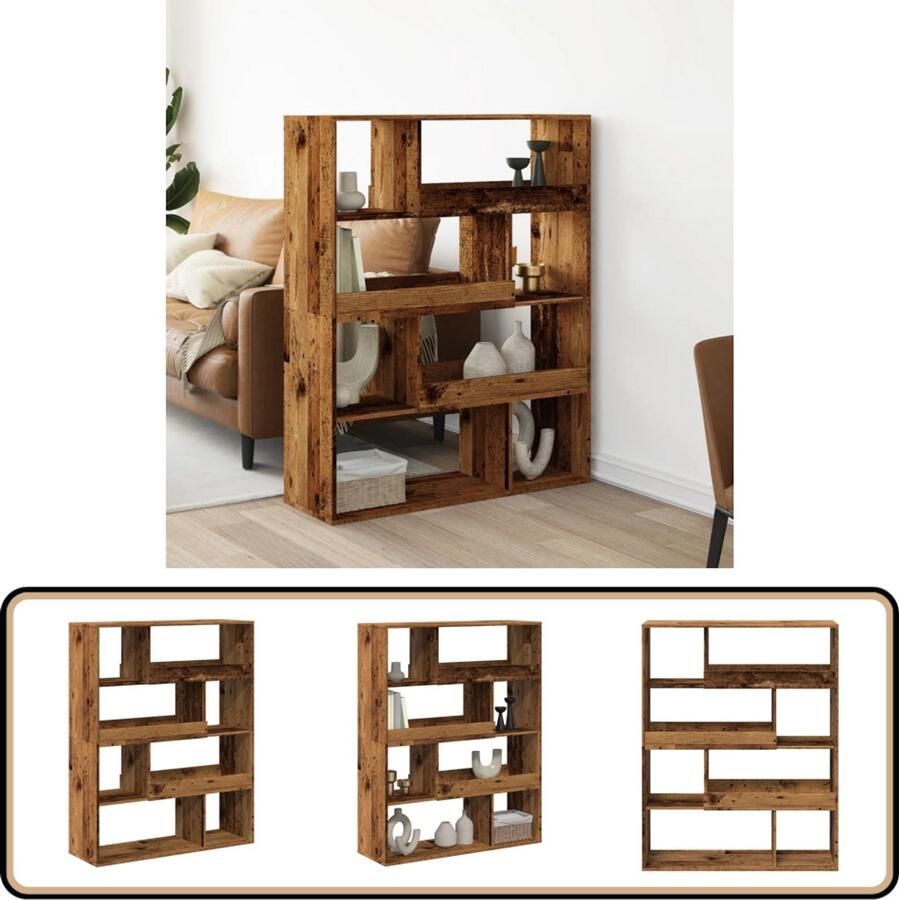 VidaXL Boekenkast 8 schappen Oud hout 100x33x125 5 cm Boekenkast Boekenkasten Boeken Plank Schappenkast