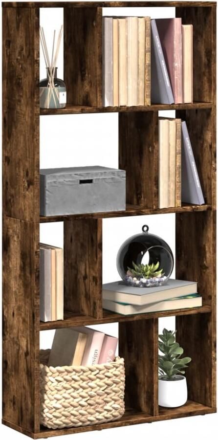 VidaXL Boekenkast 8 Vakken Gerookt Eiken 60x120cm Boekenkast Boekenkasten Boeken Plank Schappenkast