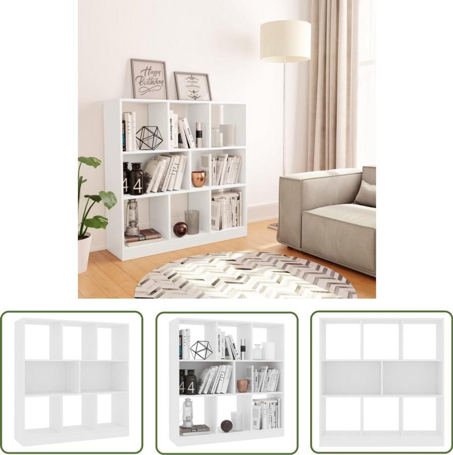 VidaXL Boekenkast 8 vakken Wit Bewerkt hout Boekenkast Houten Boekenkast Witte Boekenkast Boekenplank Opslagruimte Woonkamerdecoratie Slaapkamermeubilair