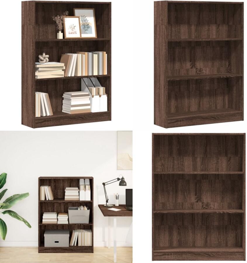 VidaXL Boekenkast 80x24x109 cm bewerkt hout bruin eikenkleur Boekenkast Boekenkasten Boeken Plank Schappenkast