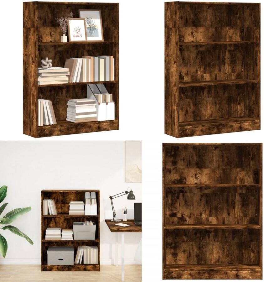 VidaXL Boekenkast 80x24x109 cm bewerkt hout gerookt eikenkleurig Boekenkast Boekenkasten Boeken Plank Schappenkast