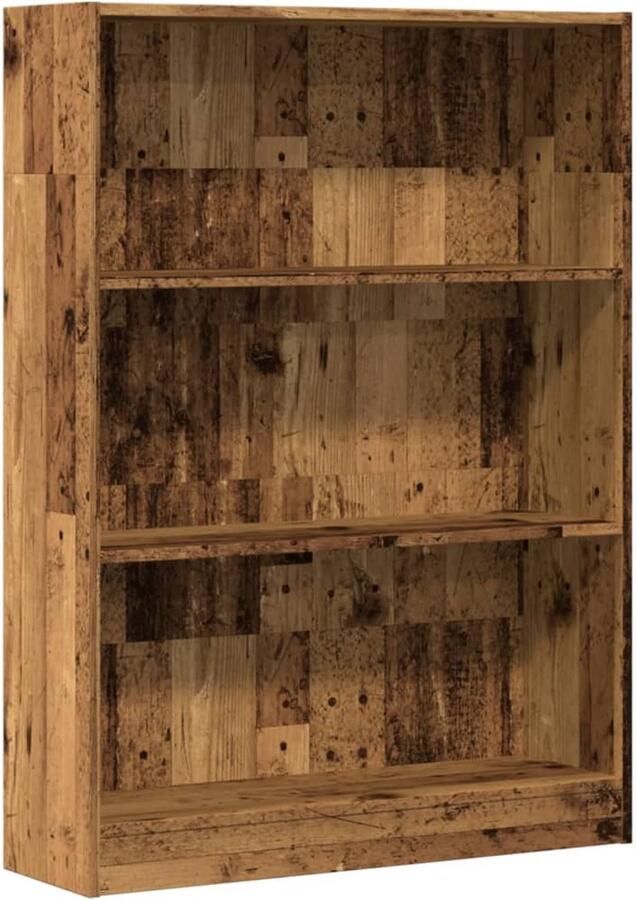 The Living Store Boekenkast 80x24x109 cm bewerkt hout oud houtkleurig Boekenkast Houten Boekenkast Opbergkast Bibliotheekkast Vintage Boekenkast - Foto 3