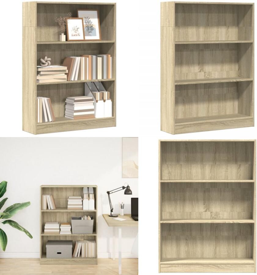 VidaXL Boekenkast 80x24x109 cm bewerkt hout sonoma eikenkleurig Boekenkast Boekenkasten Boeken Plank Schappenkast