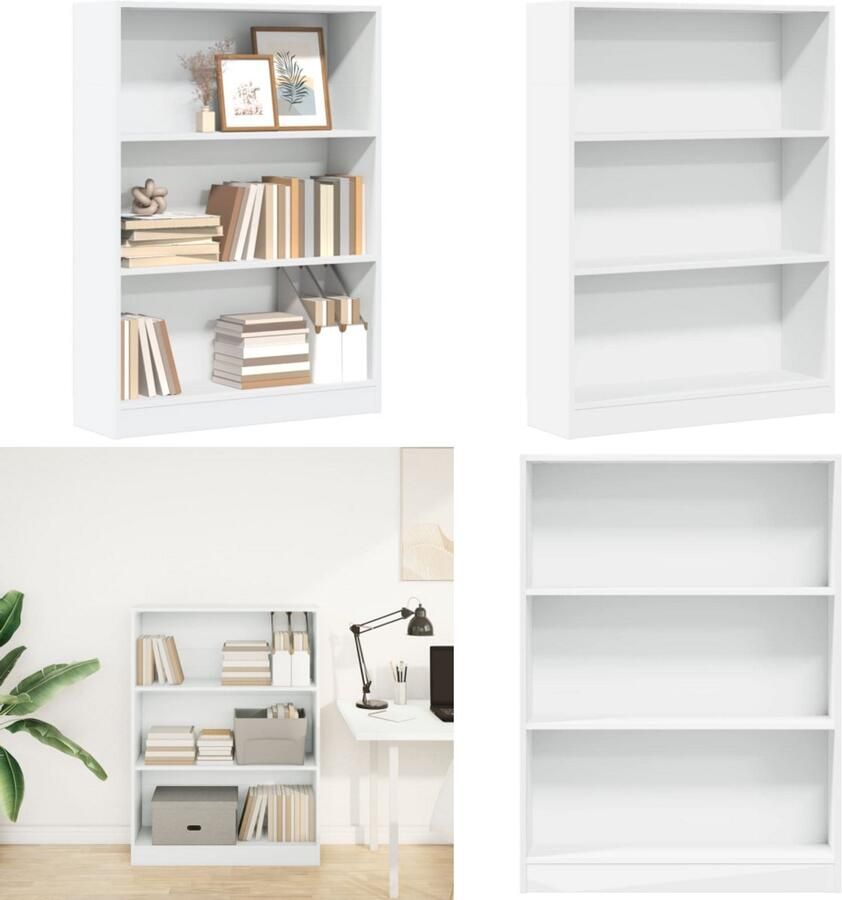 VidaXL Boekenkast 80x24x109 cm bewerkt hout wit Boekenkast Boekenkasten Boeken Plank Schappenkast