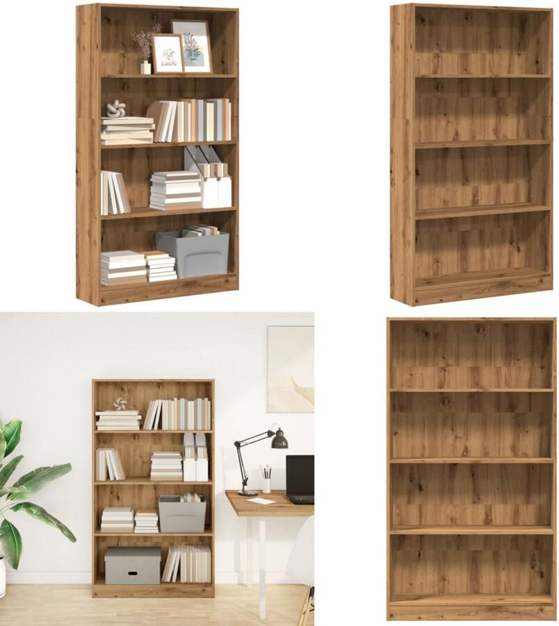 VidaXL Boekenkast 80x24x143 cm bewerkt hout artisanaal eikenkleurig Boekenkast Boekenkasten Boeken Plank Schappenkast