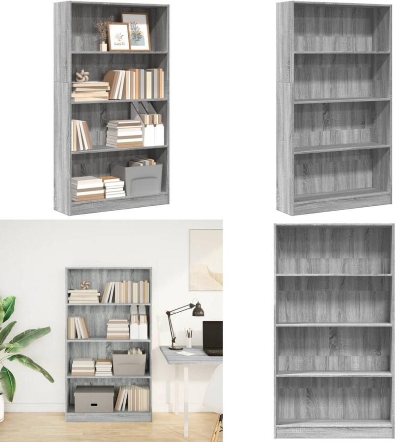 VidaXL Boekenkast 80x24x143 cm bewerkt hout grijs sonoma eikenkleurig Boekenkast Boekenkasten Boeken Plank Schappenkast