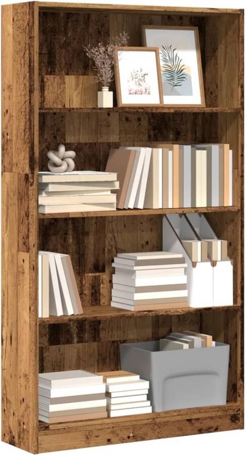 VidaXL Boekenkast 80x24x143 cm Bewerkt hout Oud hout Boekenkast Boekenkasten Boeken Plank Schappenkast