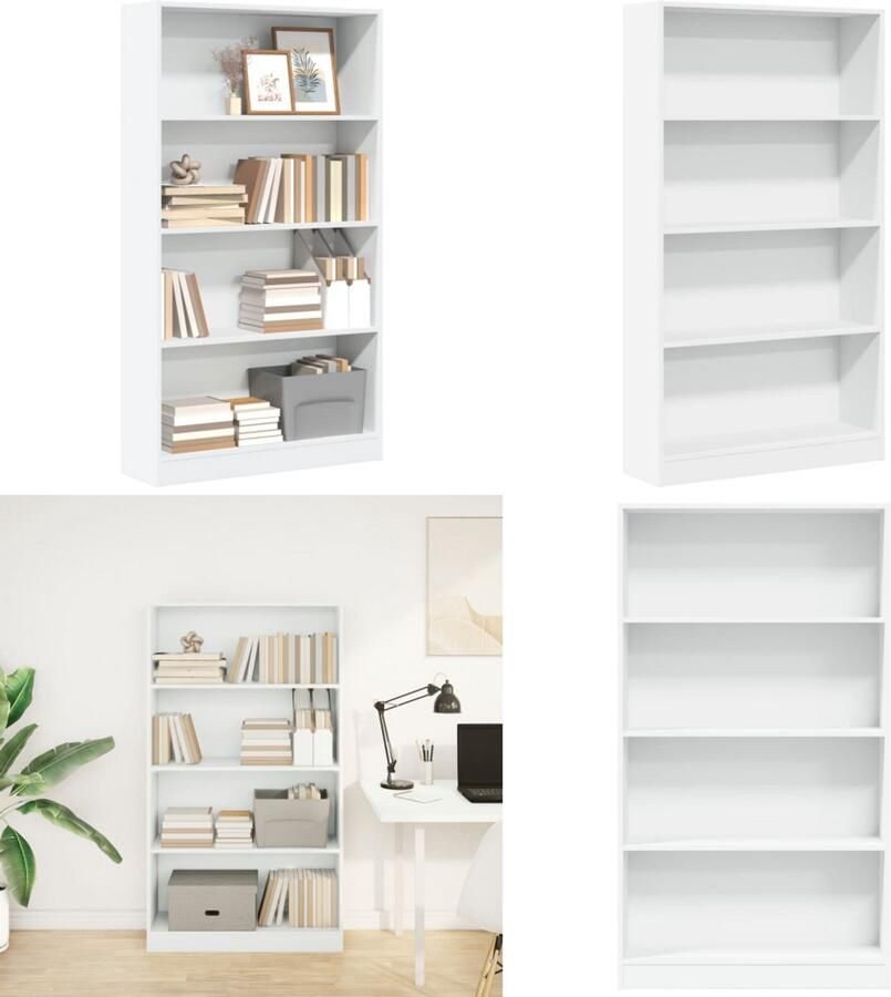 VidaXL Boekenkast 80x24x143 cm bewerkt hout wit Boekenkast Boekenkasten Boeken Plank Schappenkast