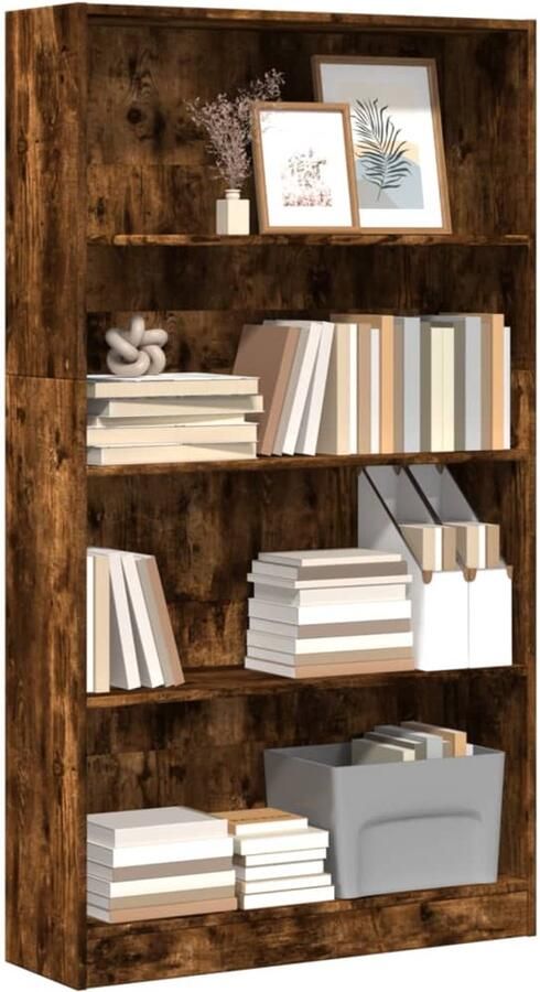 VidaXL Boekenkast 80x24x143 cm Gerookt Eiken Boekenkast Boekenkasten Boeken Plank Schappenkast